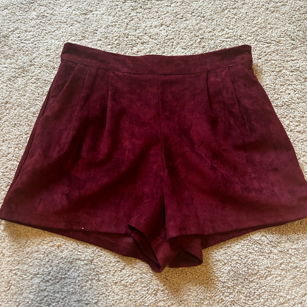 Burgundy suede shorts